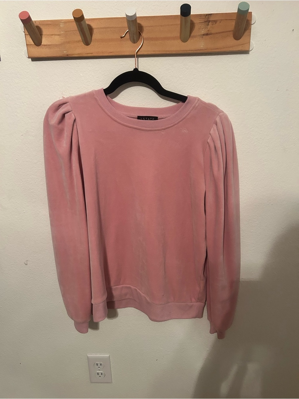 1.STATE Blush Pink Puff Sleeve Sweatshirt Medium